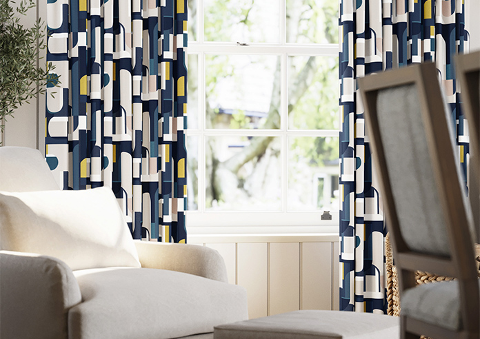 Archways, Navy - Made to Measure Curtains - Image 5